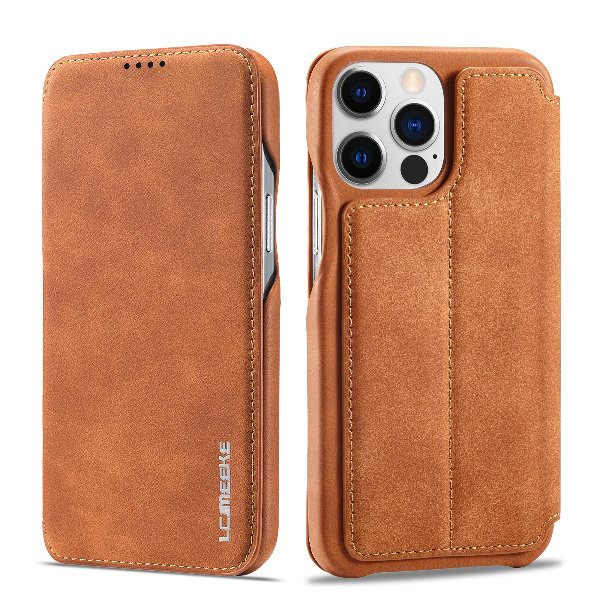 Slim Card Slot Case - Leather Flip Wallet Magnetic Cover For