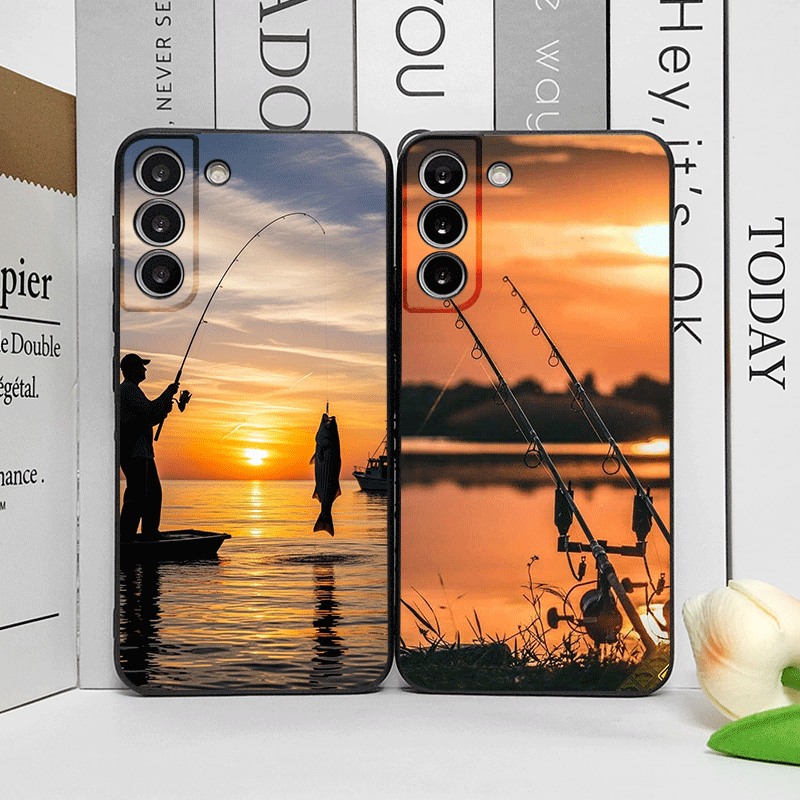 Phone Cases Motorola - Fishing Rod at Sunset Scenery Pattern