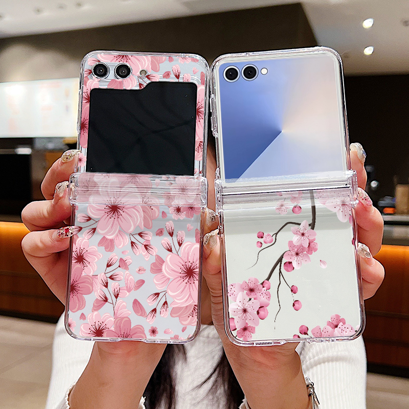 Phone Cases Z Flip 7 - Pink Flower Printed Phone Case For