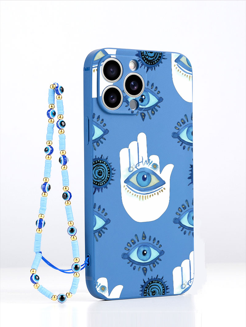 Silicone Liquid Case - Luxury Liquid Silicone Blue Evil Eye