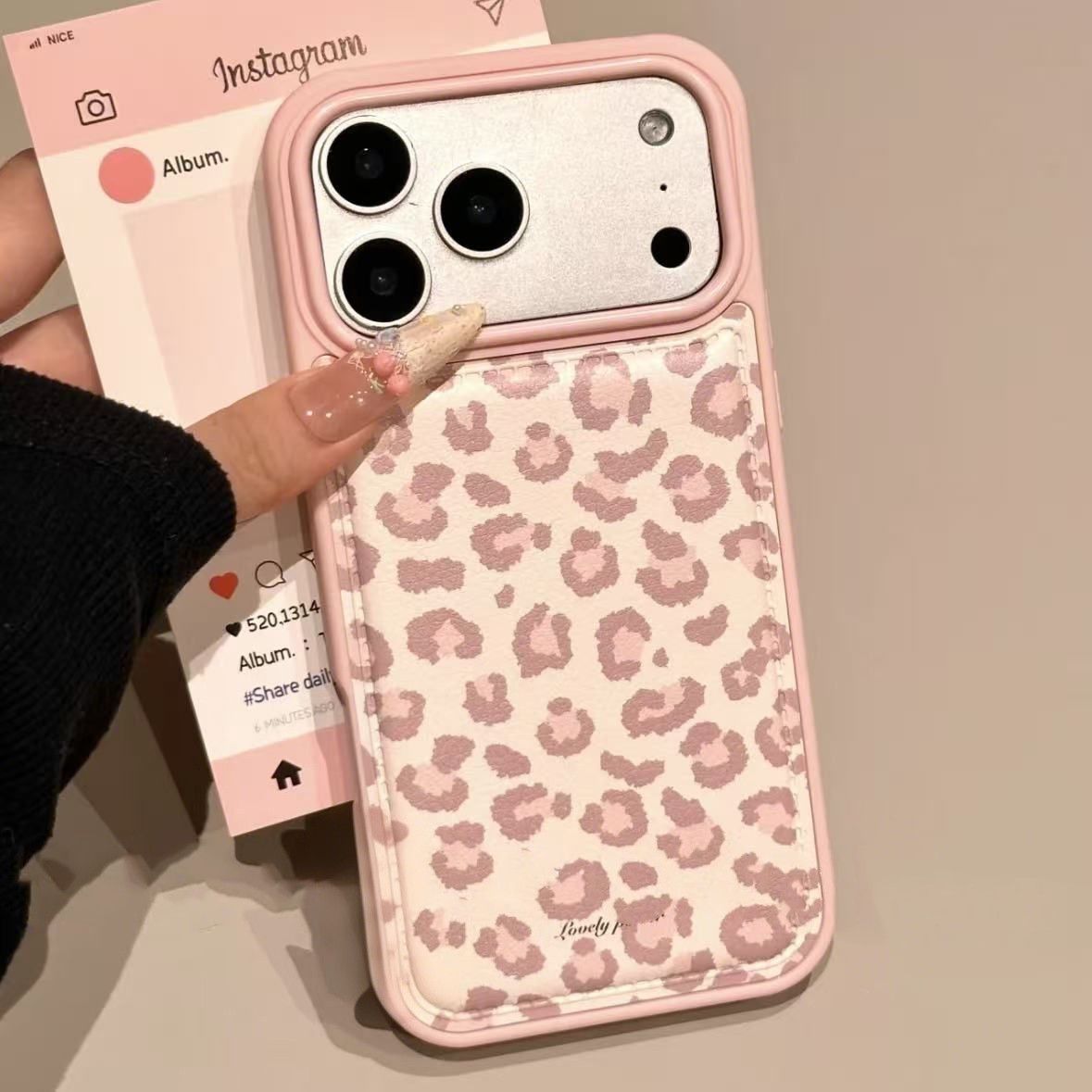 Phone Cases Korean - Simple Korean Pink Retro Leopard Pattern