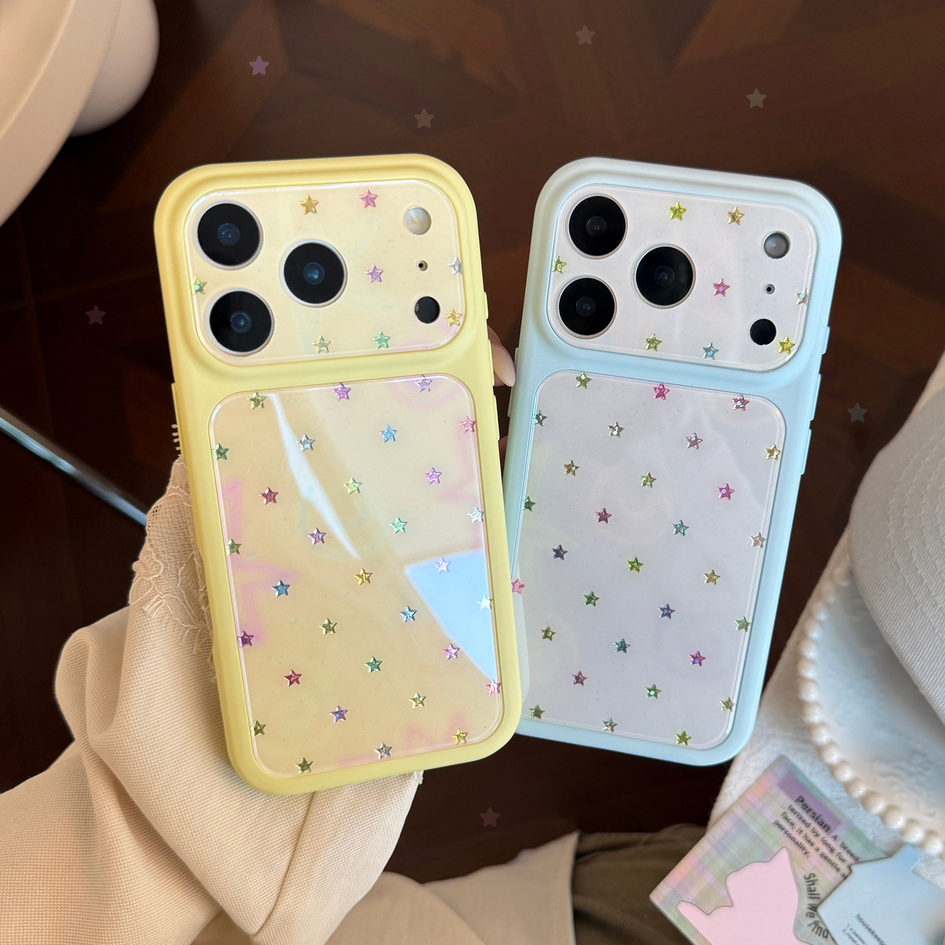 Phone Cases Korean - Korean Full Screen Gilding Colorful Stars