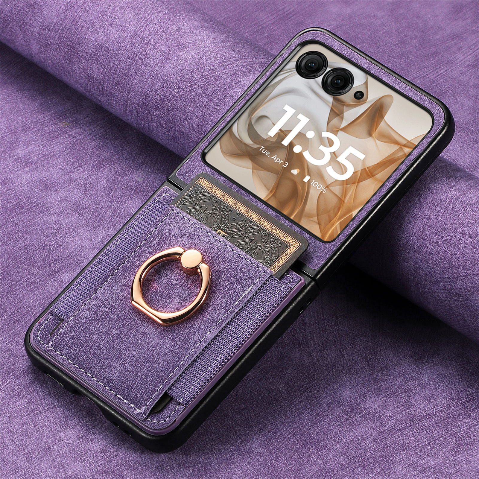 Phone Cases Motorola - Retro Ring Holder Magnetic Leather Case