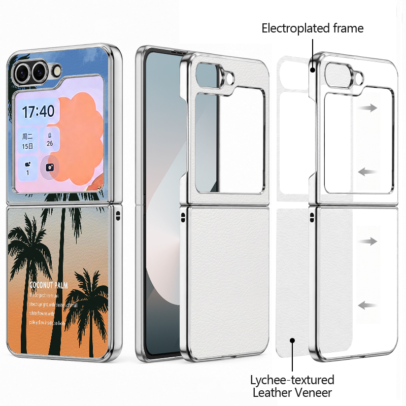 Coconut Tree Print PU Leather  – Phone Cases Z Flip 7 Bewertung und Preis