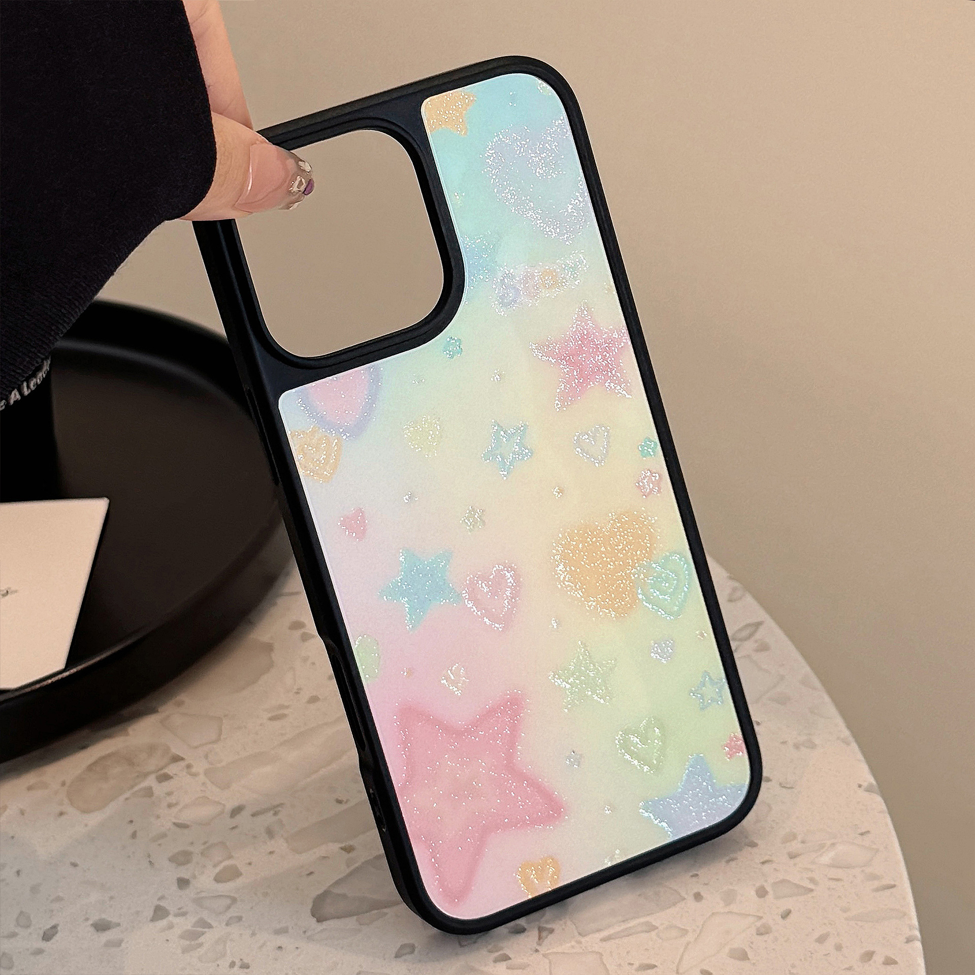 Korean Black Frame Glitter Gra – Phone Cases Korean Bewertung und Preis